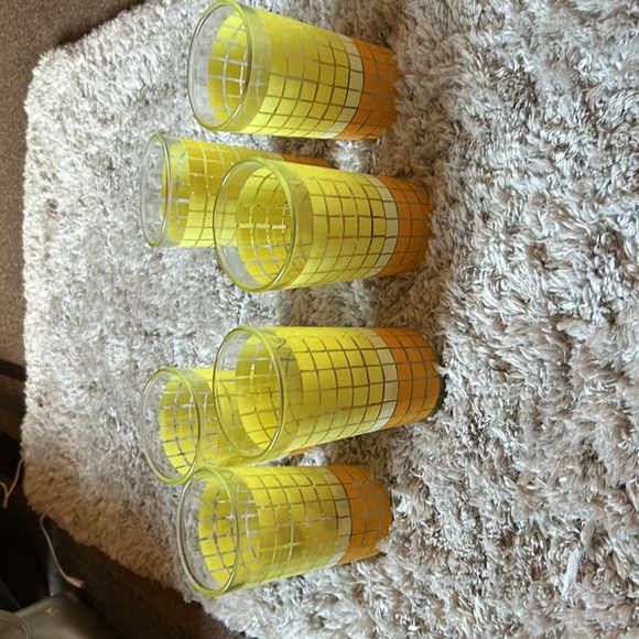 Vintage Anchor Hocking Set of 6 Checkered drinking Glasses - Picture 5 of 8